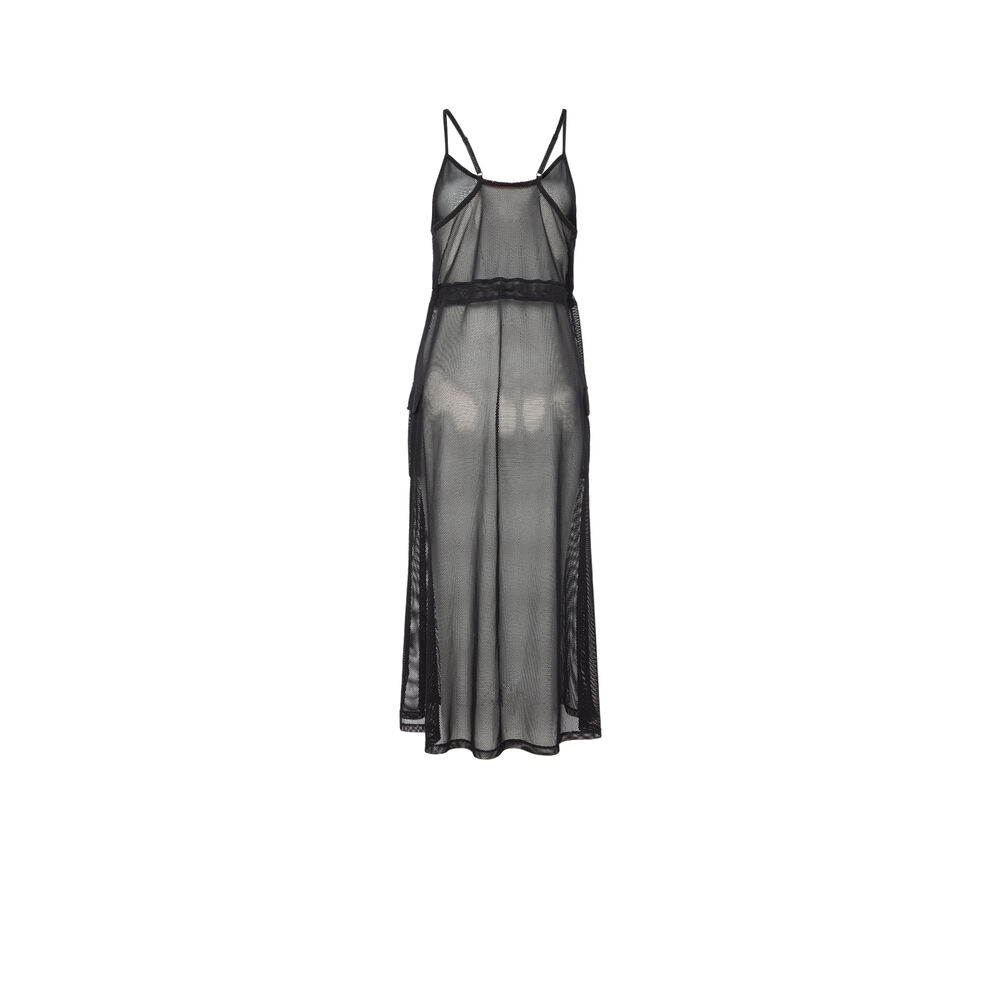 Sheer tulle dress with elastic detail - black black.