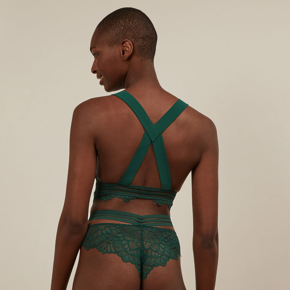Crossover strap triangle bra - green green.