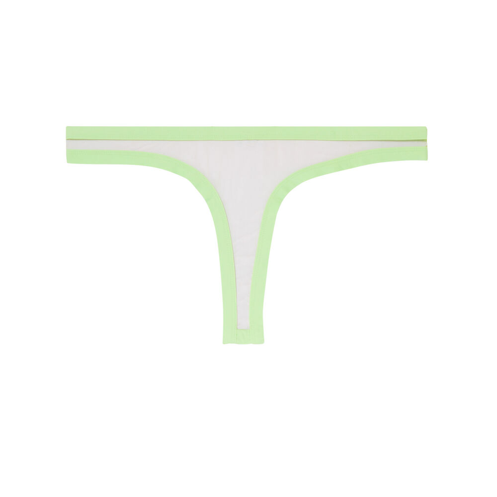 See through mesh openwork thong - green green.