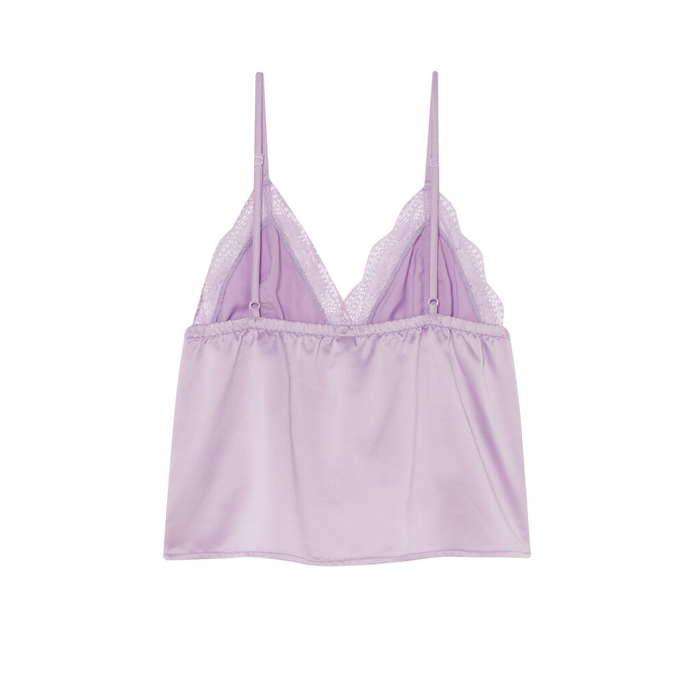 Satin top with lace edges - lilac purple.