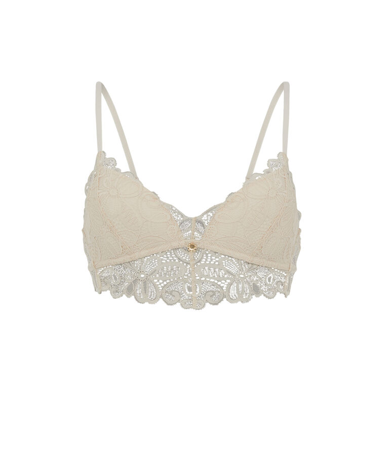 Soutien-gorge triangle à coques en dentelle - beige beige.