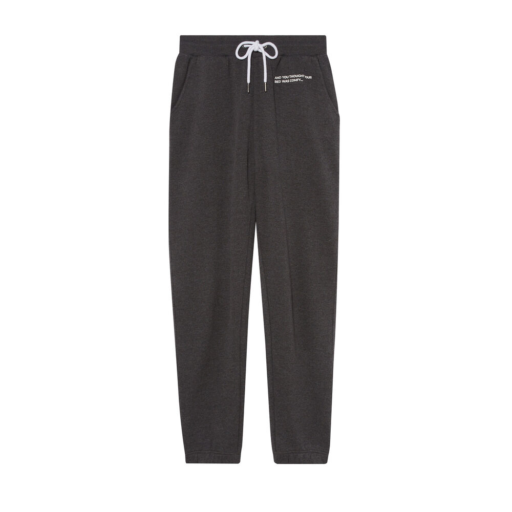 Slogan trousers gathered at the waist and ankles - grey grey.