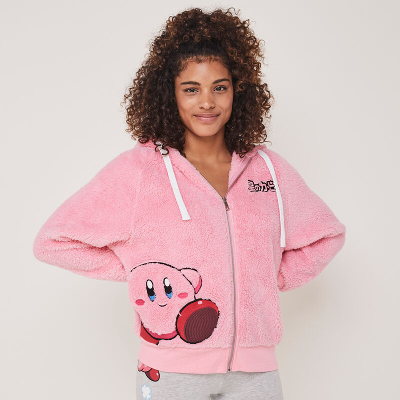 kirbiz fleece jacket with embroidered Kirby motifs kirbiz fleece jacket with embroidered Kirby motifs;