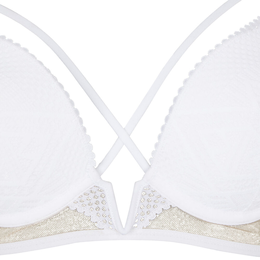 Lace push-up bustier bra - white white.