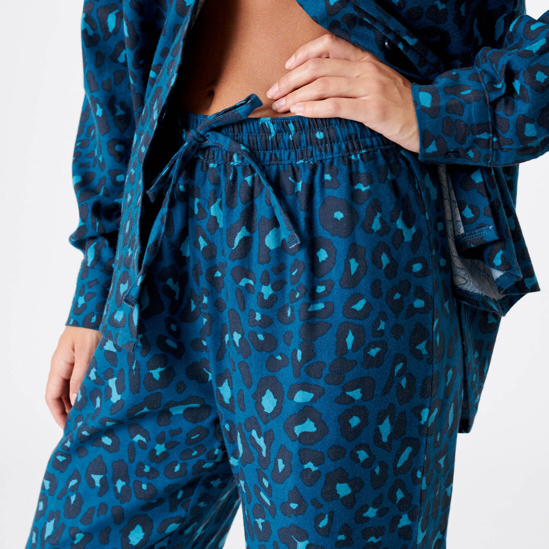 leopard print pyjama bottoms;