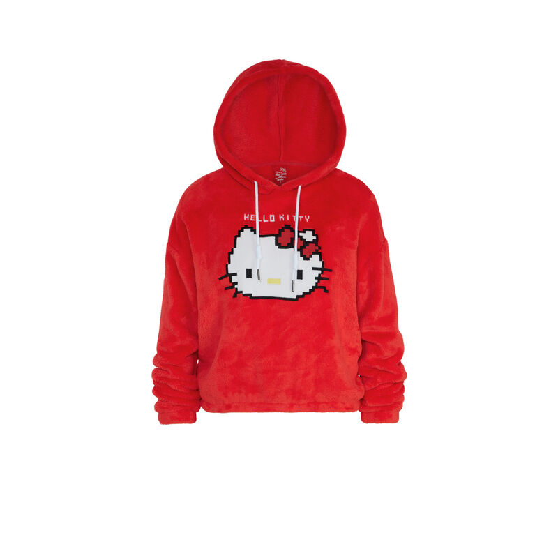 Bluza polarowa z kapturem nadruk hello kitty hellokittiz czerwony.