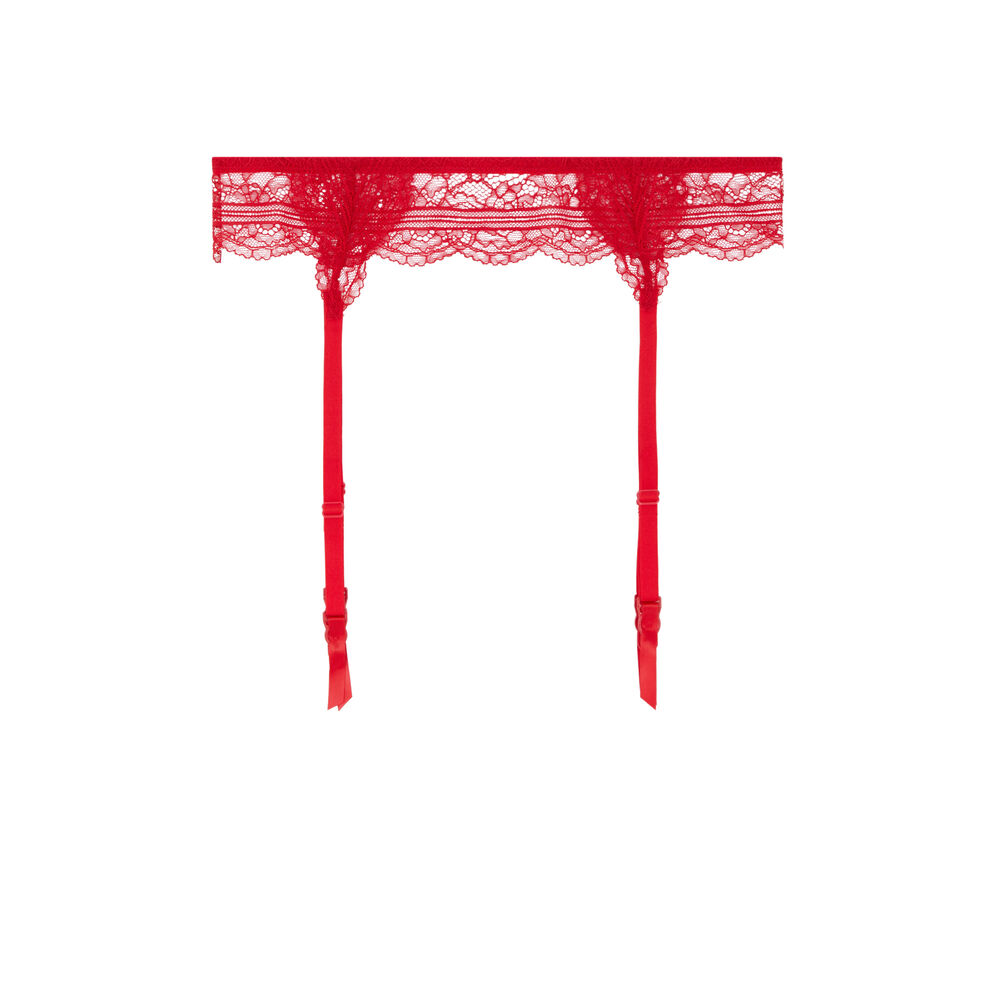 Lace suspender belt - red red.
