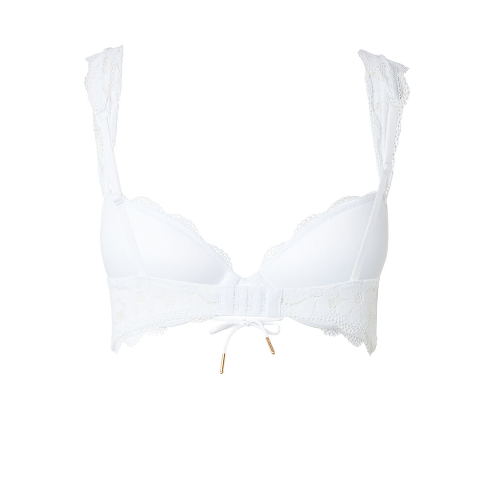 Padded lace bra with straps - white white.
