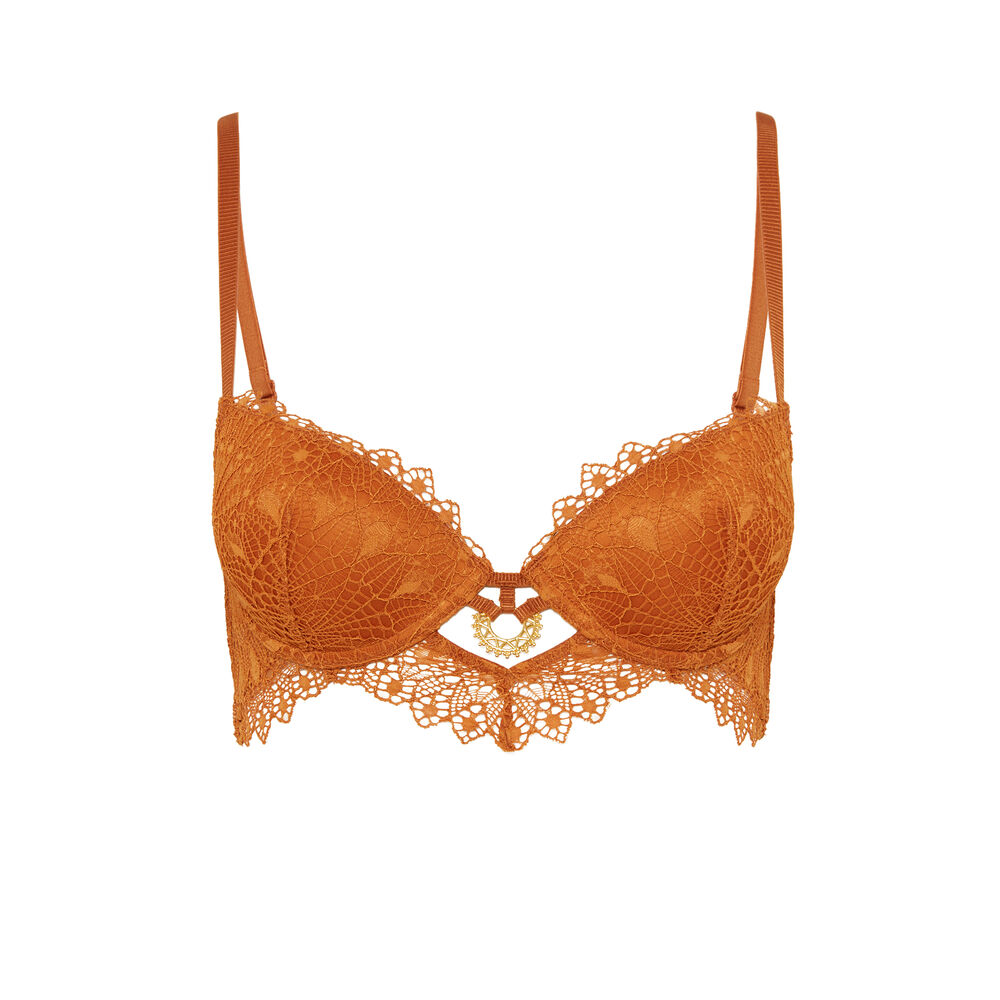Bustier push-up bra with jewellery details - brown brown.