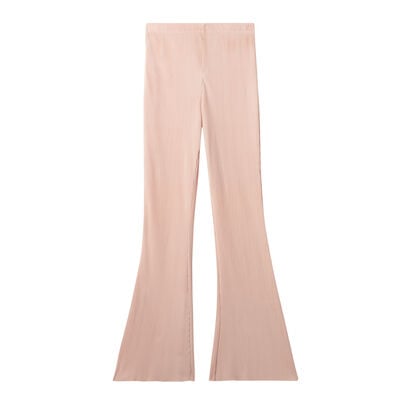 high-waisted flared satin trousers - pale pink;
