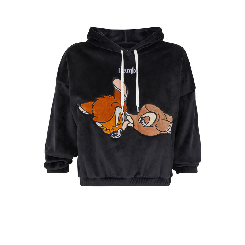 Sweter z weluru z kapturem bambisiz czarny.