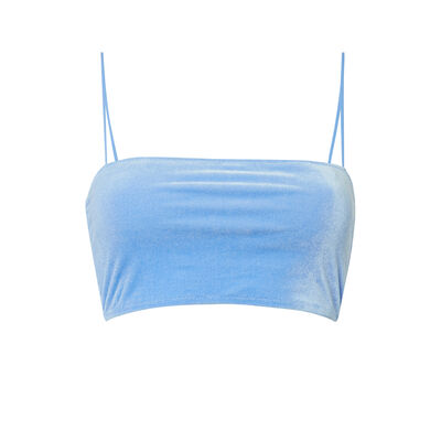 velvet bandeau bikini top - blue;