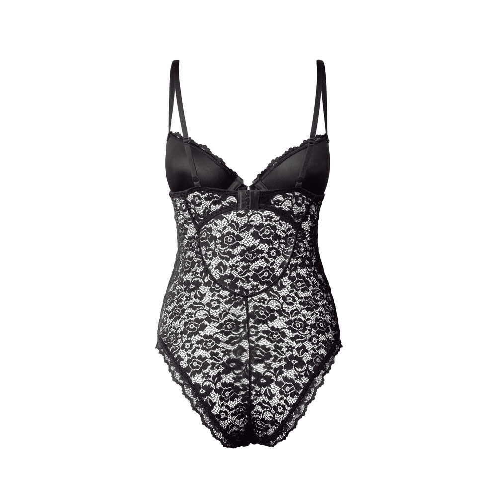 Floral lace padded bra - black black.