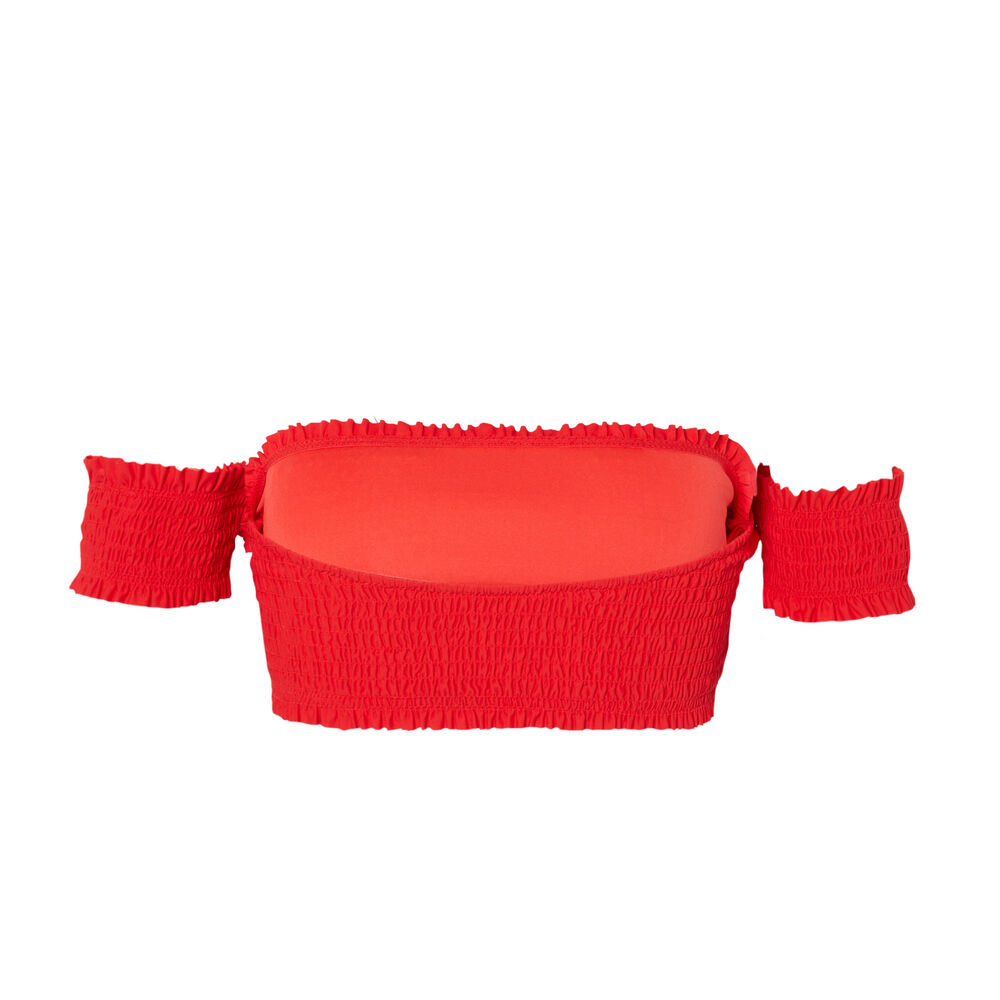 Gathered bralette bikini top with sleeves - red red.