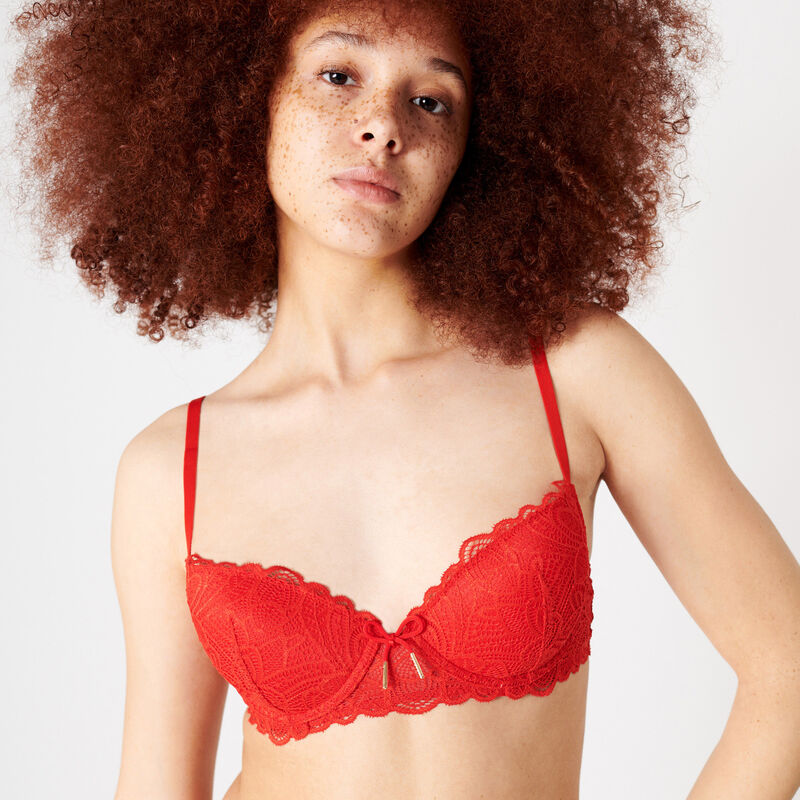 lace push-up bra with bow;