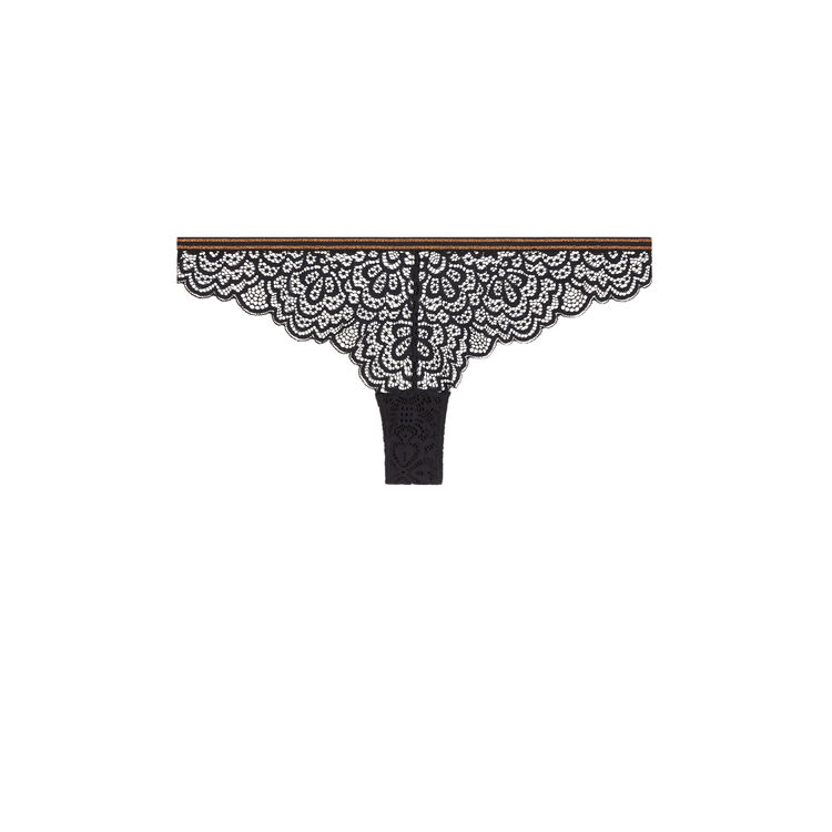 Lurexbandiz lace tanga briefs with band detailing black.