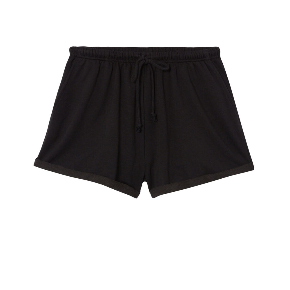 Plain shorts with drawstring detail - black black.