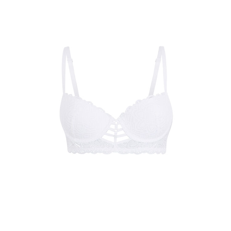 Marceliz lace push-up bustier bra and banding. white.
