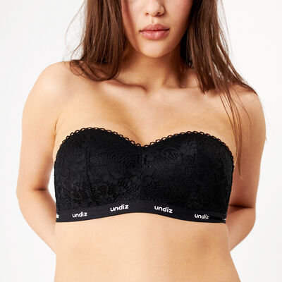 lace non-wired padded bandeau - black;