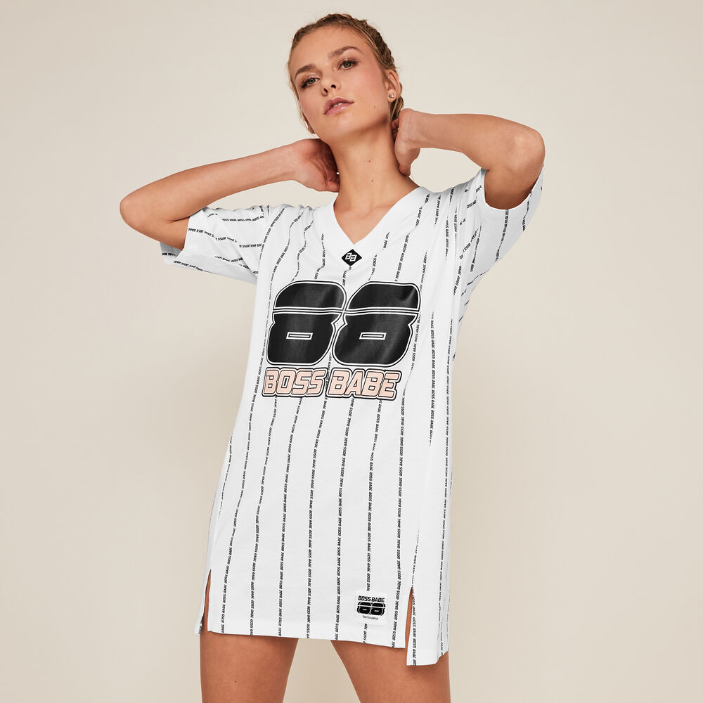 V-necked stripy tunic - white white.