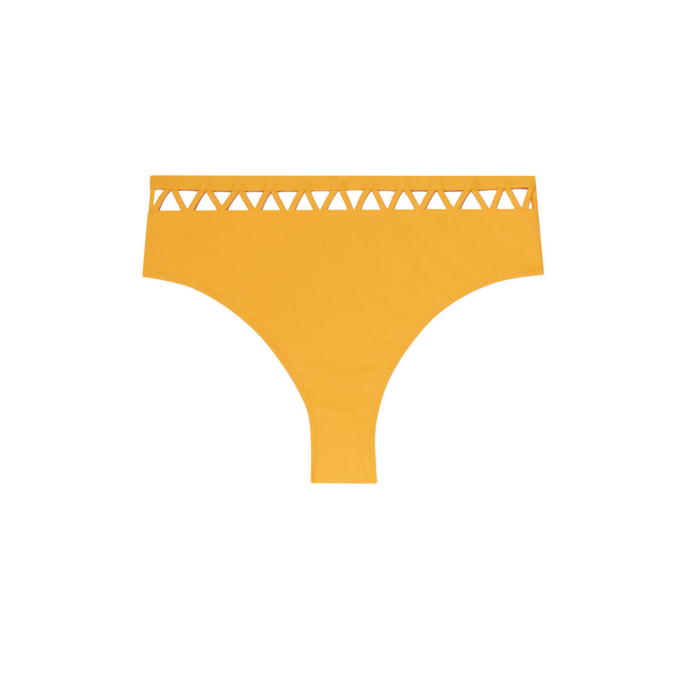 High-waisted bikini bottoms with aztec details - orange orange.