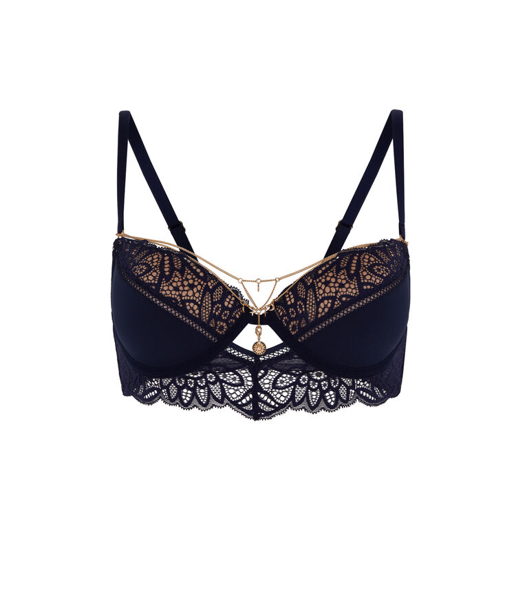 Bustier push-up bra with jewellery details - black black.