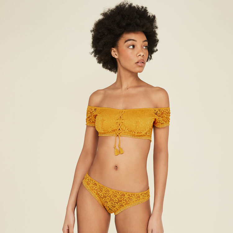 Dorothiz ochre-coloured bandeau bra yellow.