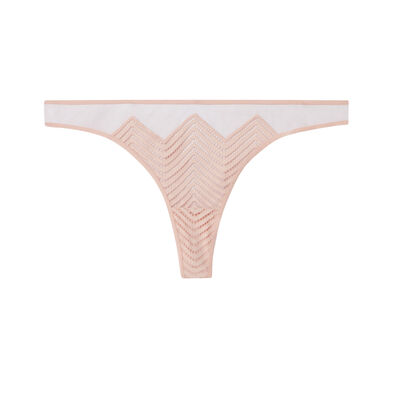 striped tulle thong - pale pink;