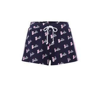 Chambarbiz barbie print logo shorts navy blue.