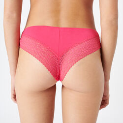 plain lace thong with leopard print;