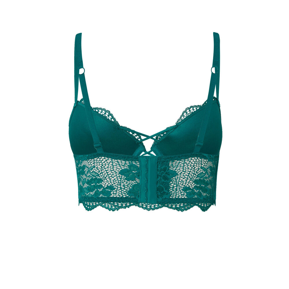 Push-up low-cut bustier bra with lacing - green green.