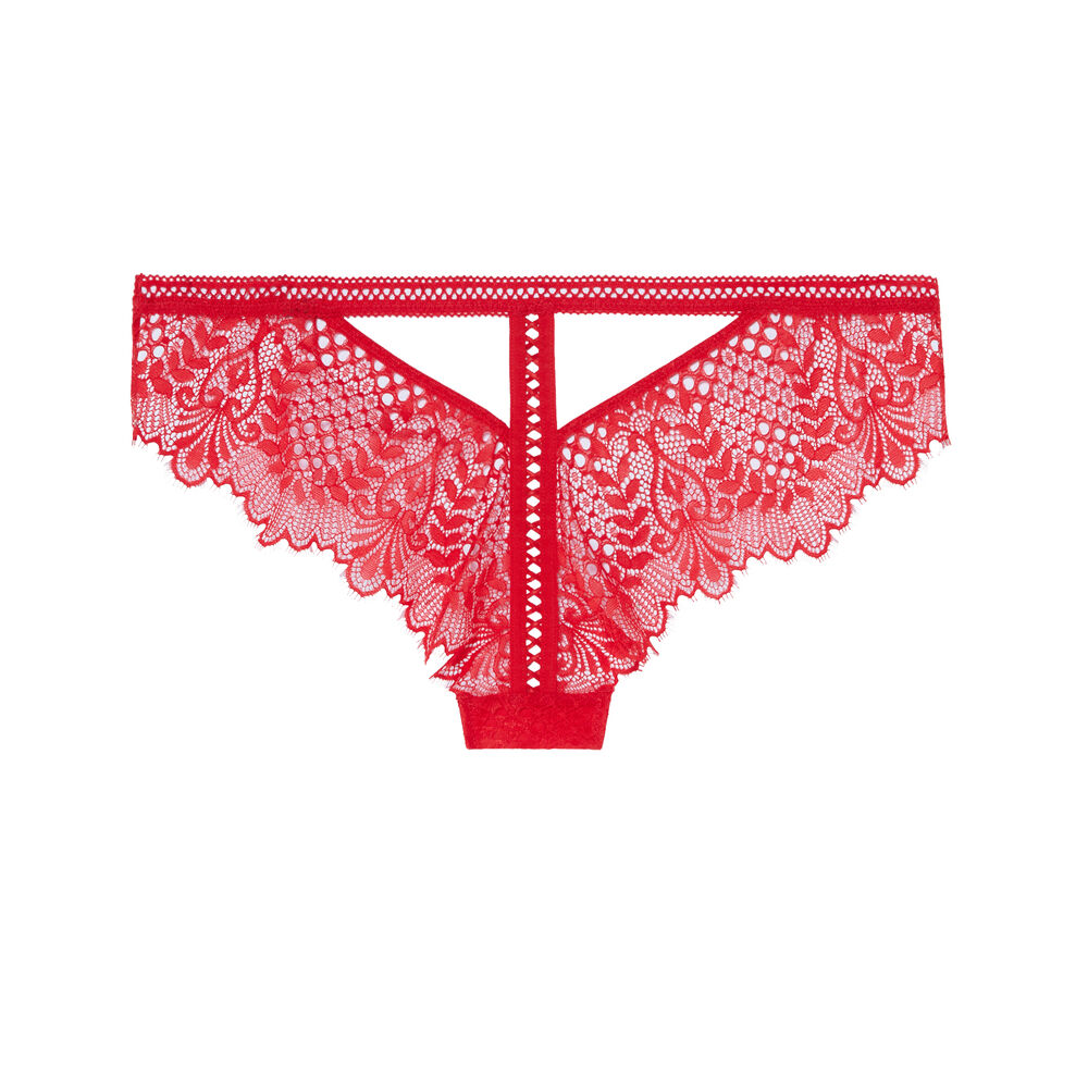 100% cutaway lace knickers - red red.
