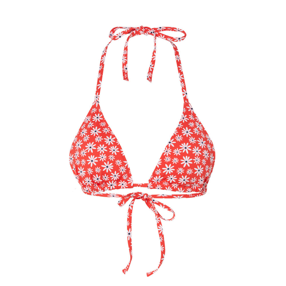 Floral triangle bikini top - red red.