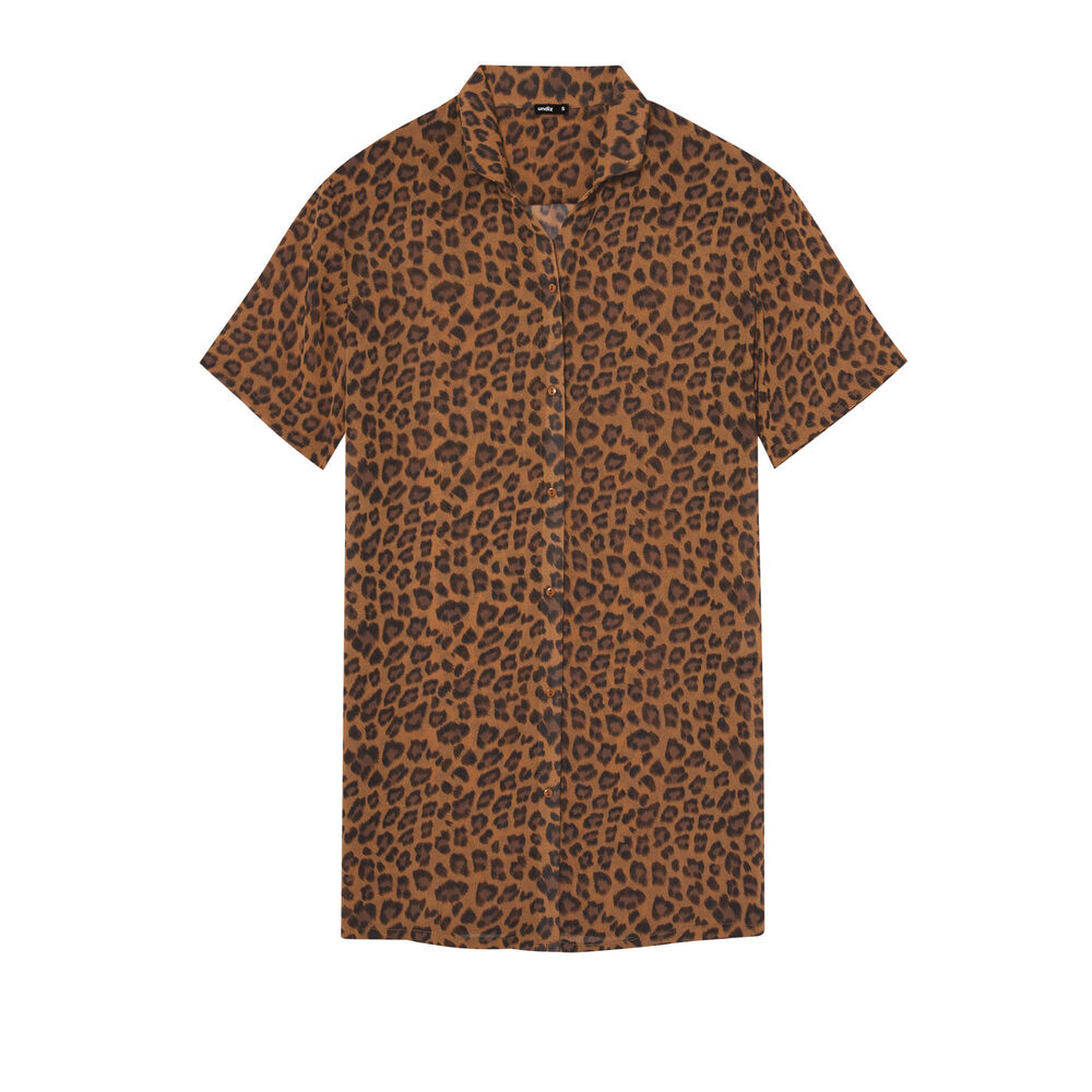 Leopard print beach shirt - brown brown.