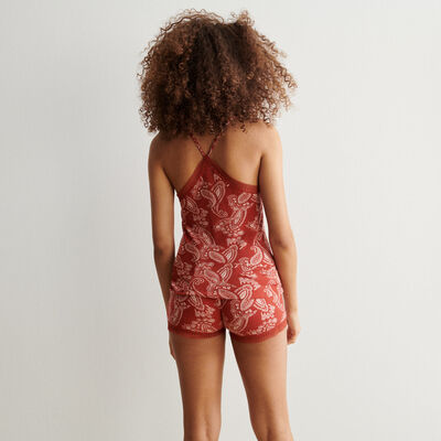 70's printed jersey shorts - ochre red;