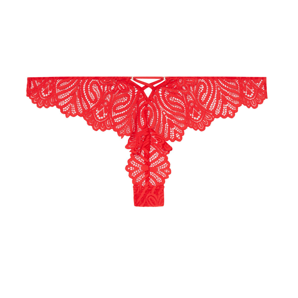 Tie detail tanga brief - dark red red.