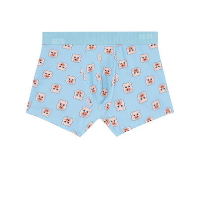 Boxers with pig print - sky blue;