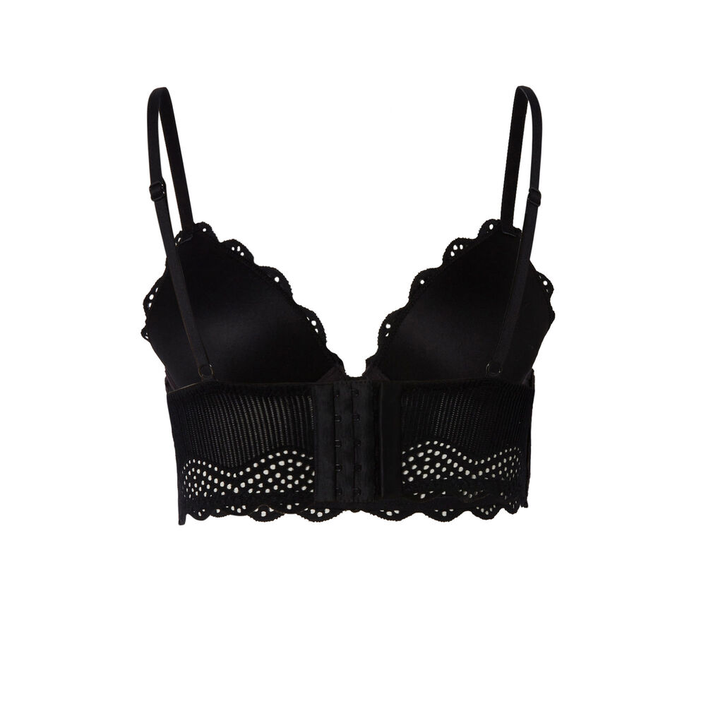 Padded bustier bra with corset effect - black black.