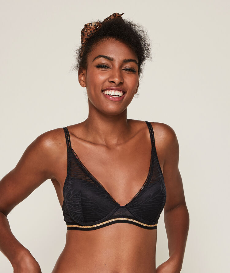 Zebrimeshiz zebra effect push-up bra black.