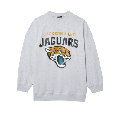 oversized nfl jaguars print sweatshirt - marled grey;