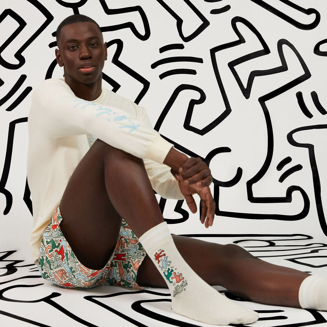 chaussettes hautes douces unies Keith Haring;