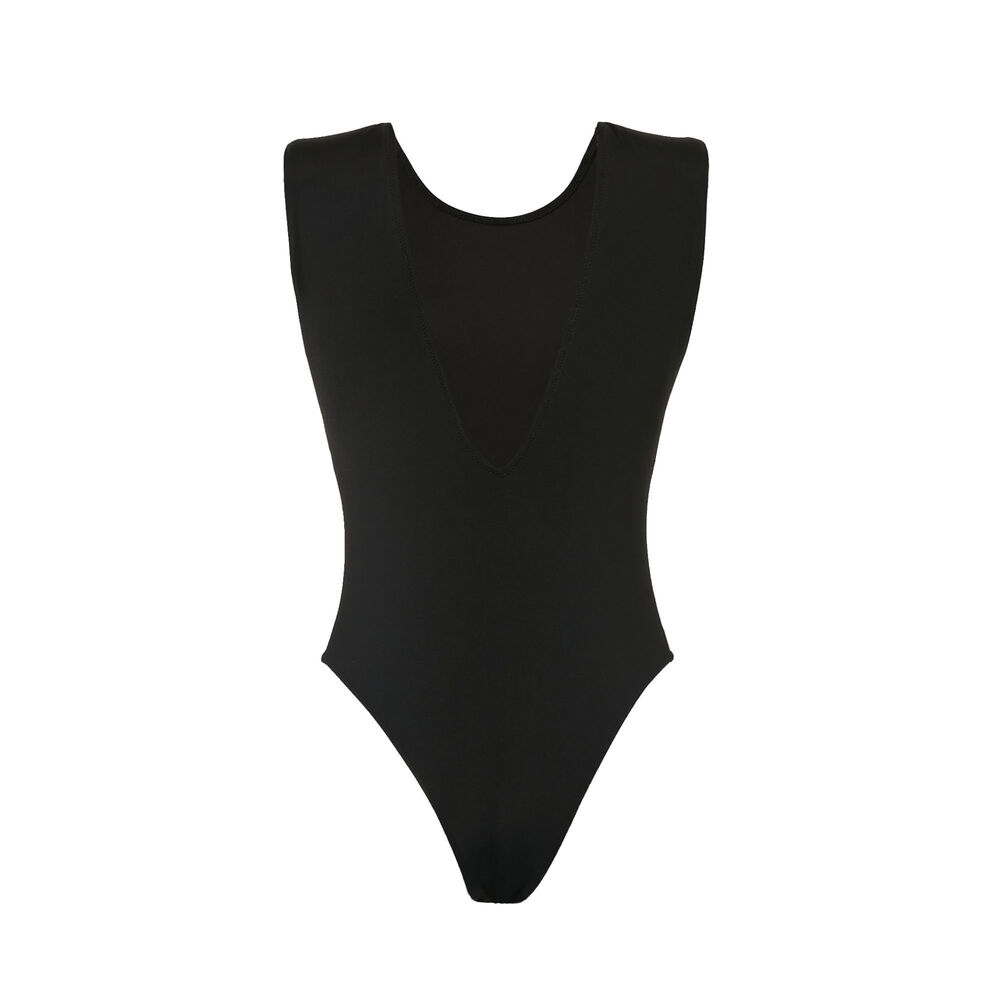 1-piece swimsuit with low back - black black.