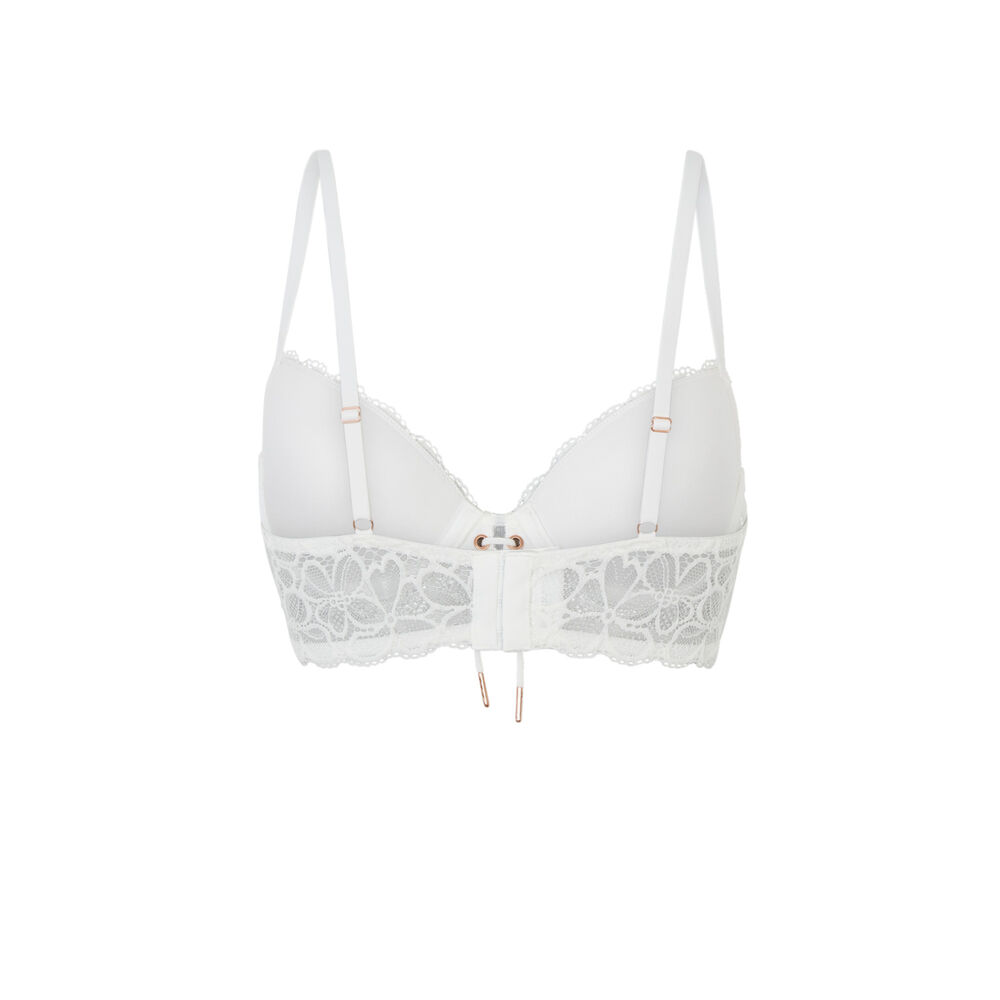 Padded lace bustier bra - white white.