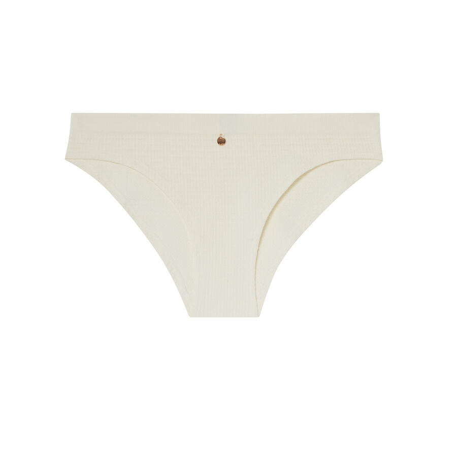 embossed effect knickers with jewel detail - ecru;