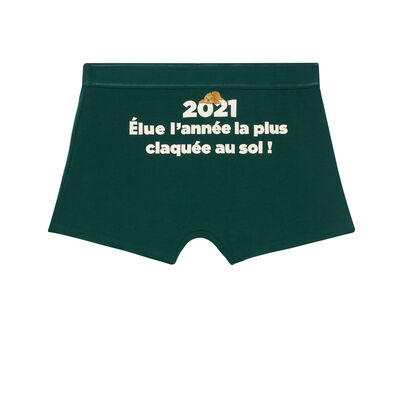 boxers with "2021" printed slogan - pine green;