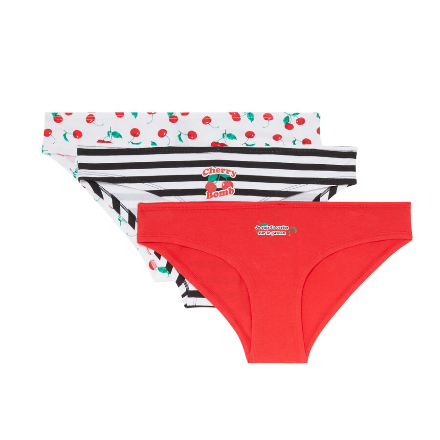 pack of 3 cherry mood briefs - red;