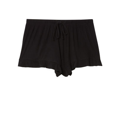 ruffled shorts with low cut bows - black;