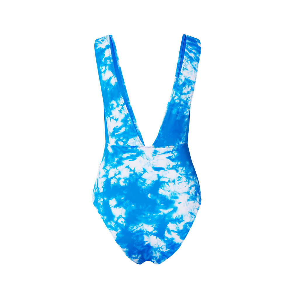 One-piece plunging neckline swimsuit - blue blue.