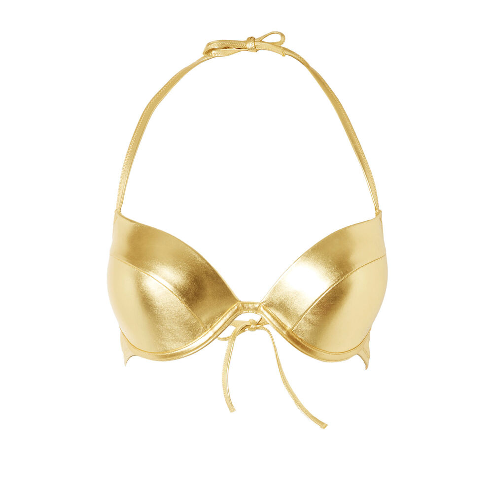 Metallic-effect push-up bikini top - gold gold.