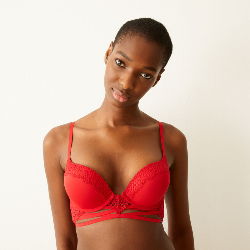 lace and lacing ultra push-up bra - red lace and lacing ultra push-up bra - red;